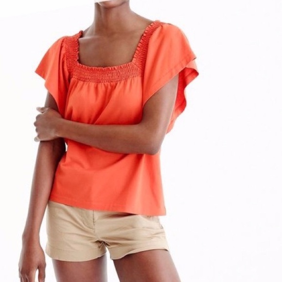 J. Crew Smocked Square Neck Top - Picture 1 of 7
